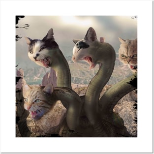 Evil Lernaean Hydra Dragon Cat Posters and Art